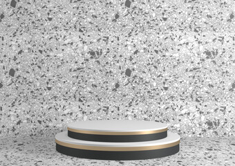 Roman podium  white for cosmetic product on background granite white. 3d rendering