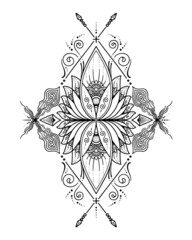 mandala decorative tattoo design for woman. coloring page, tattoo design, print design