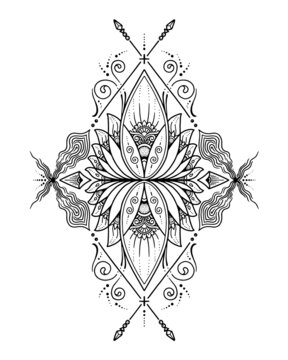 mandala decorative tattoo design for woman. coloring page, tattoo design, print design