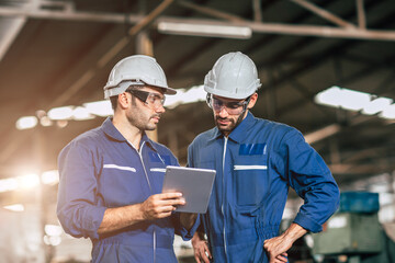 Engineer worker friend people team working discussion help support together at work in heavy...