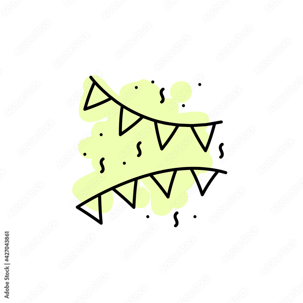 Poster party flags with color shadow vector icon in amusement set