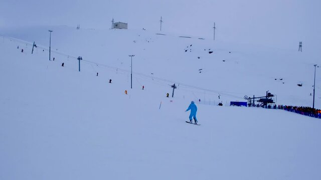 Ski resort BigWood, Russia, Murmansk region. Ski training
