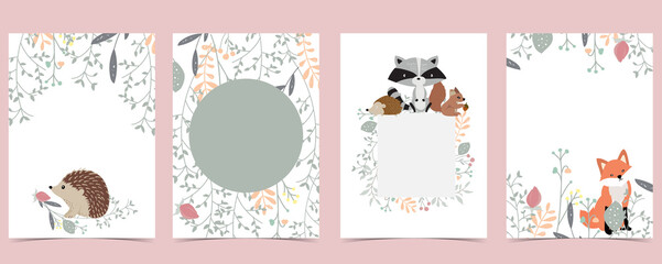 Collection of woodland background set with leaf,flower,animal.Editable vector illustration for website, invitation,postcard and poster