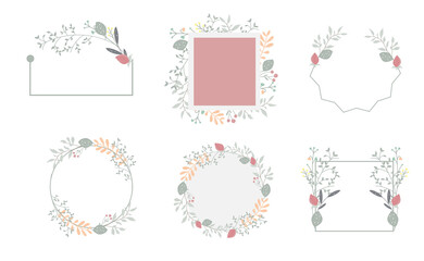 Nature frame collection with leaf and flower.vector illustration for banner and product