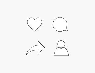 Like, heart, share, comment icon. Vector illustration.
