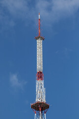 Lviv TV tower on sky background.