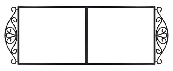 Double black metal frame (diptych) for paintings, mirrors or photos isolated on white background. Design element with clipping path