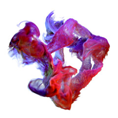3D render Colorful paint drops from above mixing in water. Ink swirling underwater.