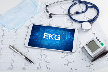 Close-up view of a tablet pc with medical abbreviation