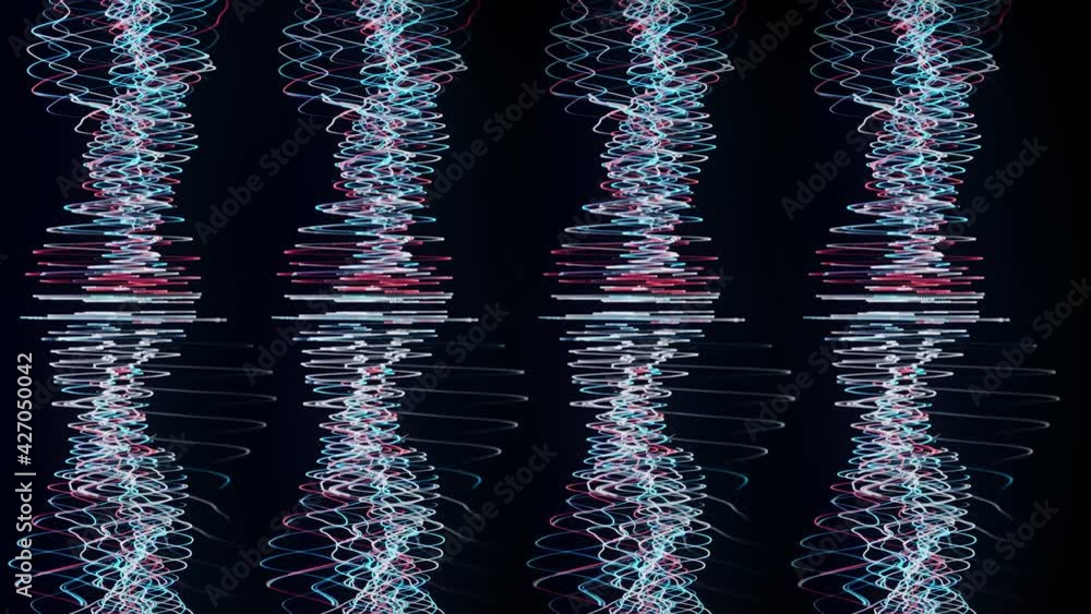 Poster curves dna. animation. computer-generated design of rotating dna helix. futuristic curved lines movi