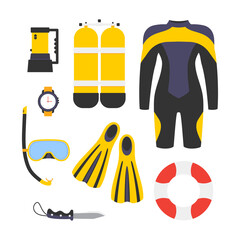 diving equipment set collection of scuba diving