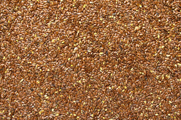 Lots of brown flax seeds. Texture. Omega-3, plant-based fatty acids