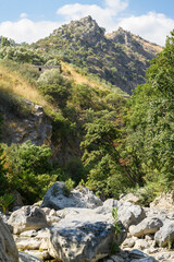 Fototapeta na wymiar Raganello Gorges from Devil bridge in Civita, Calabria