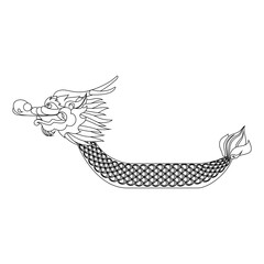 Dragon boat - silhouette isolated on white - Dragon boat festival concept