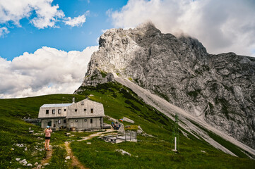 Kamnik saddle in logar valley, Slovenia, Europe. Hiking  in savinja Alps and Slovenia mountain....