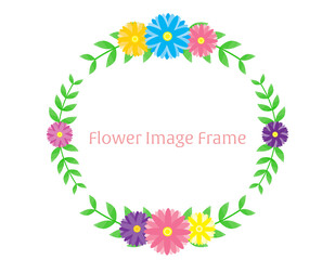 カラフルな花のフレーム　リース　枠　フレーム