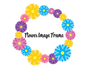 カラフルな花のフレーム　リース　枠　フレーム