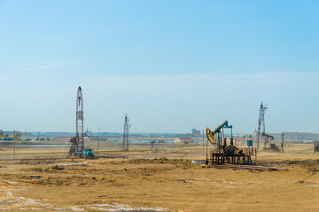 Pumping unit as the oil pump installed on a well. Equipment of oil fields Azerbaijan
