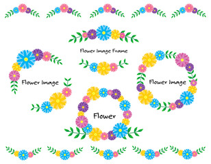 カラフルな花のフレーム　リース　枠　フレーム