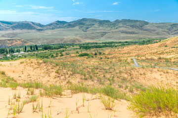 Sand dune dune Sarikum in Dagestan, Russia