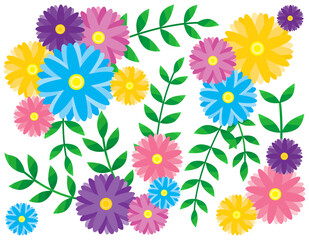 カラフルな花のフレーム リース 枠 フレーム Wall Mural Nisi