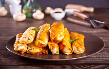 Sigara burek turkish crispy fried pastry rolls filo phyllo dough