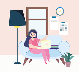 woman working laptop