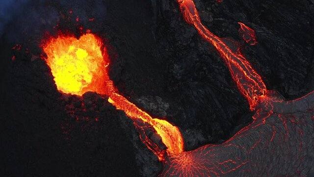 A volcano in the Reykjanes peninsula in Iceland. The eruption site consists of several craters in an enclosed valley where the largest vent is roughly 100 meter high.