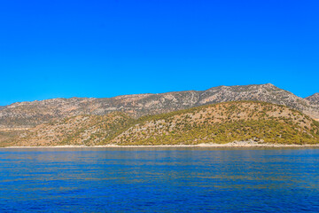 Fototapeta premium View of the Taurus mountains and the Mediterranean sea near Demre, Antalya province in Turkey