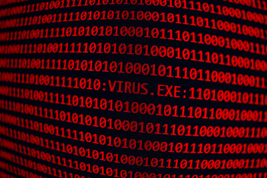 Virus en c&oacute;digo binario rojo
