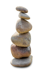 Photo of five stones balanced on top of eachother on white background