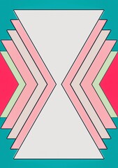 Abstract colorful geometric design with stacked block shapes in red and white 