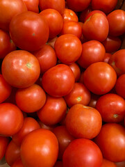 Fresh organic tomatoes in the grocery store
