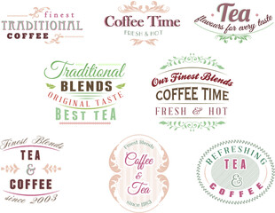 set of best vector vintage ornaments typography coffee labels, stamp and badges