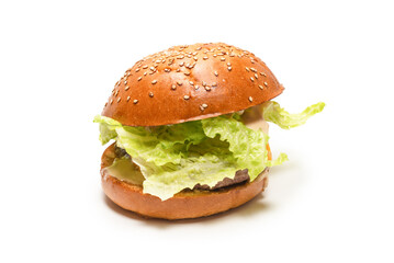Hamburger isolated on a white background.