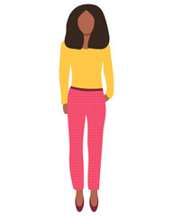 Businesswoman. Vector illustration of a woman in an office outfit. Isolated on white.