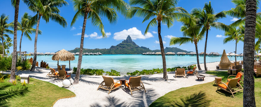 Summer vacation at a luxury beach resort on Bora Bora, French Polynesia