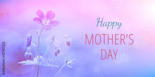 Postcard Happy Mother's Day - flowers and pastel colors. Beautiful present concept.