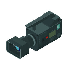 Obraz premium Professional video camera on white background