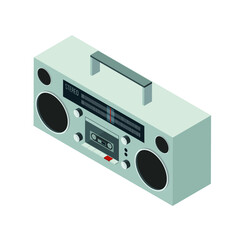 Isometric boombox on white background