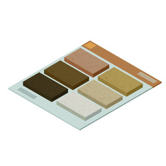 Isometric wood swatches collection on white background