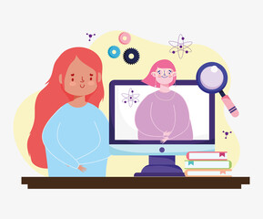 student studying at computer