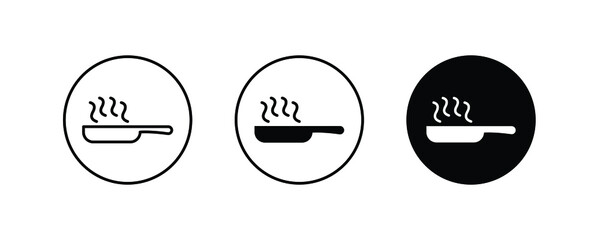 Frying pan icon, food cooked icons button, vector, sign, symbol, logo, illustration, editable stroke, flat design style isolated on white linear pictogram