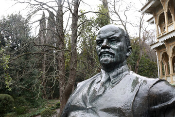 Details of monument to Vladimir Lenin in Gurzuf park