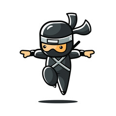 Black cartoon little ninja jump