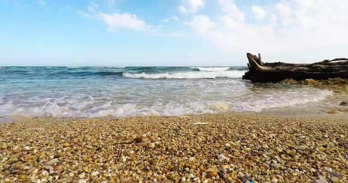 Timelapse of waves lapping the beach at El Perell&oacute;, Catalonia. Mediterranean Sea.