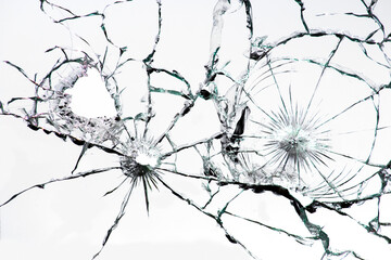 Shot glass with cracks, texture of cracked damaged car windshield.