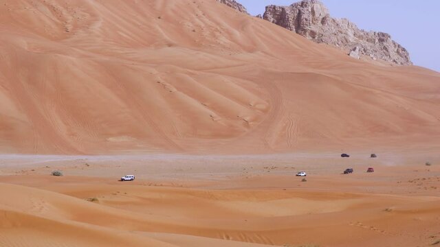 4x4 Off-Road Club For The Off-Road Enthusiasts Across Arab Desert In Fossil Rock, Sharjah UAE. - Wide Shot
