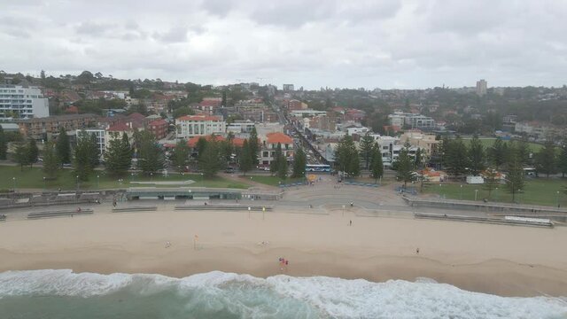 Aerial View Of Coogee Beach And Goldstein Reserve Park In Coogee, Sydney, NSW, Australia.