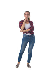 Full length woman portrait on white